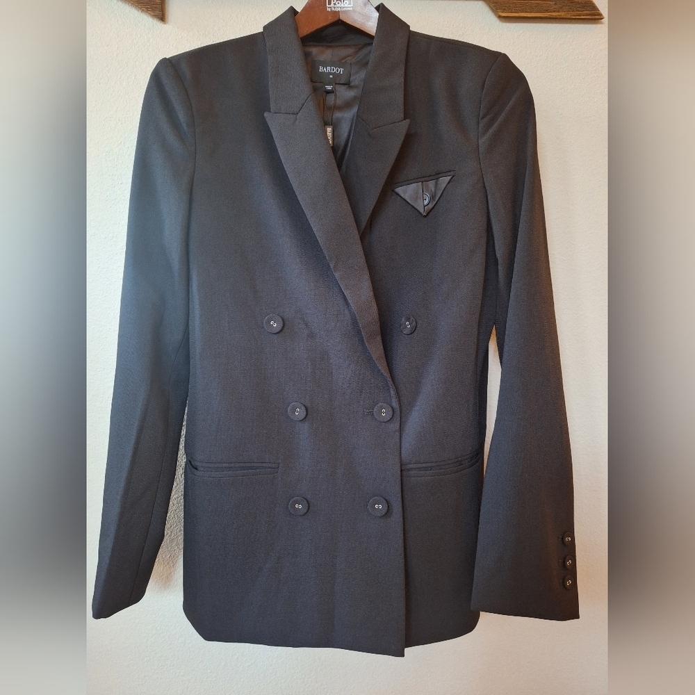 NWT Bardot Womens Black Double Breasted Blazer Classic City Size XS